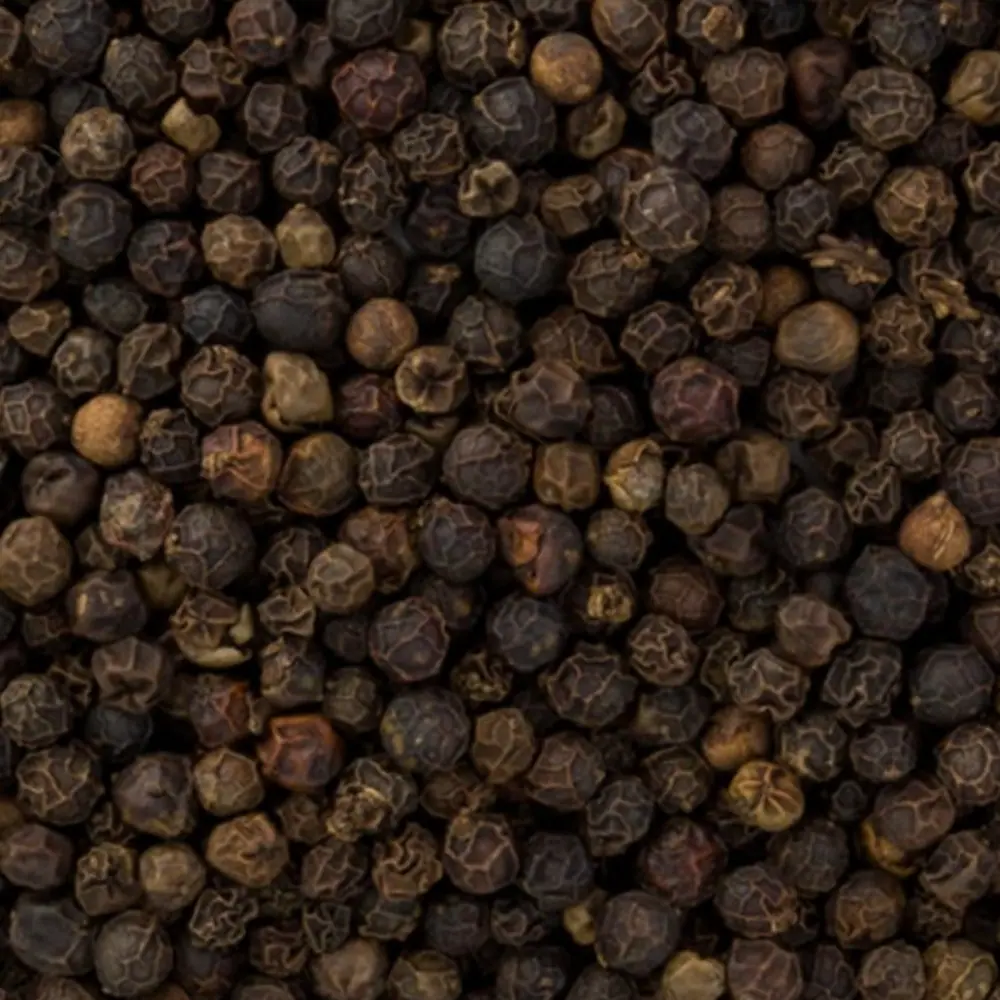 Whole dried black peppercorns